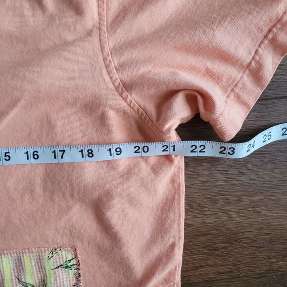 Onque Casuals Shirt Womens M Button Down Orange Flowers Vintage Cotton - Picture 9 of 11